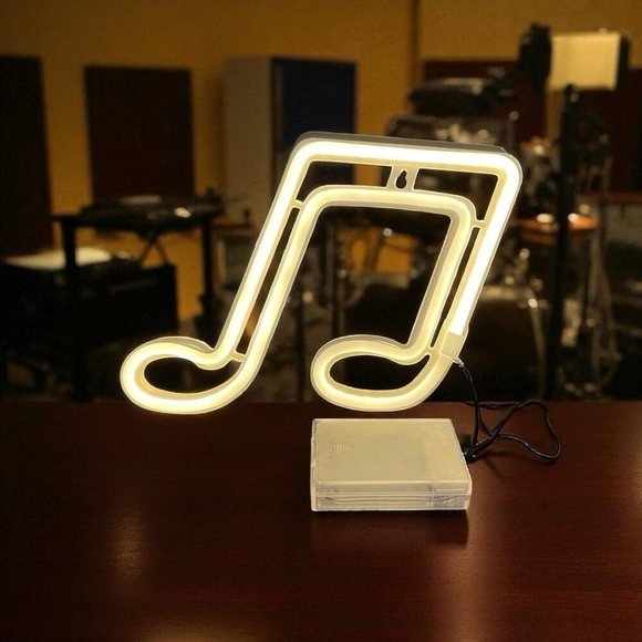 Bright White Musical Note Neon LED Light Sign Wall Decor Excellent Condition - Picture 4 of 4